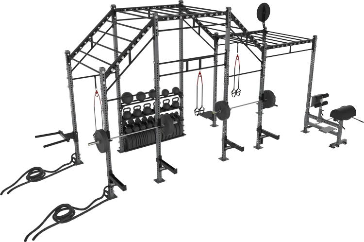 Preconfigured 20' Incline Monkey Bar Rig With Accessories